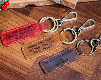 Gift for boyfriend Handwriting Keychain Customized Leather Keychain Engraved Keychain Personalized gift,3rd Year Anniversary,Christmas gift