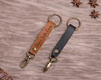 Personalized Leather Keychain, Engraved Anniversary Gift, Be My Valentine