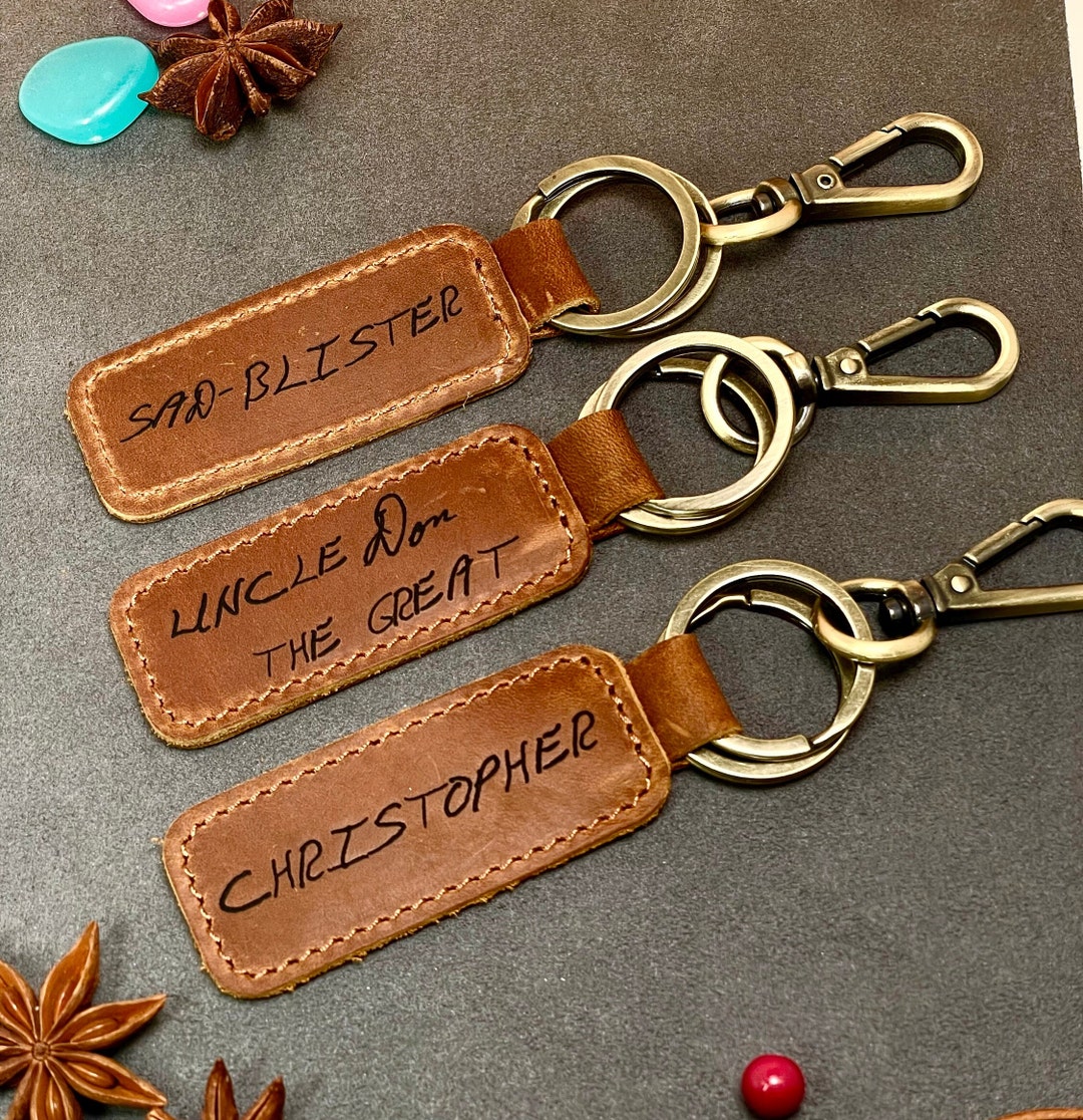 Gift for Boyfriend,leather Gifts,custom Keychain Handwriting Gift