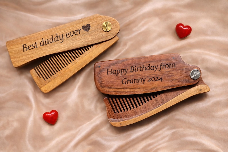 Personalized Wood Beard Comb, Engraved Father's Day Gift, Valentine gift Bild 1