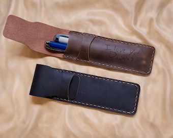 Engraved Leather Pen Case, Personalized Anniversary Gift