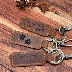 Handwriting Keychain Customized Leather Keychain Engraved Keychain Personalized Handwriting gift 3rd Year Anniversary gift Christmas gift image 2