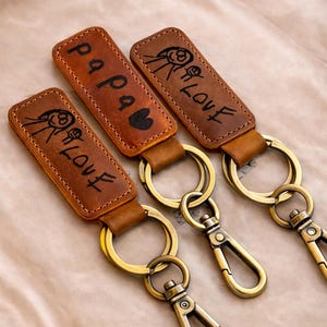 Sentimental anniversary gifts for him- Personalized leather key chain , Wedding Favor