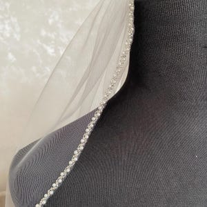 Perlenrand Brautschleier: Perlen Braut, Elfenbein oder Weiß