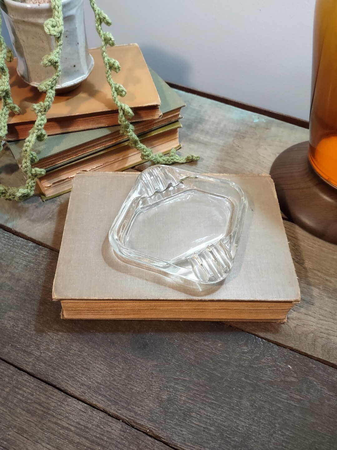 Vintage Mid Century Modern Art Deco Glass Ash Tray Square Etsy