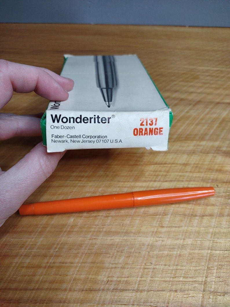 Rotulador Faber Castell Wonderiter naranja 12, plástico sólido, punta fina, vintage, años 80 y 90 imagen 2