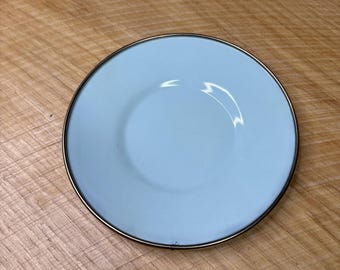 Vintage MacKenzie Childs Reveille Scrub Blue Camp Enamel Saucer Dessert Plate 6"