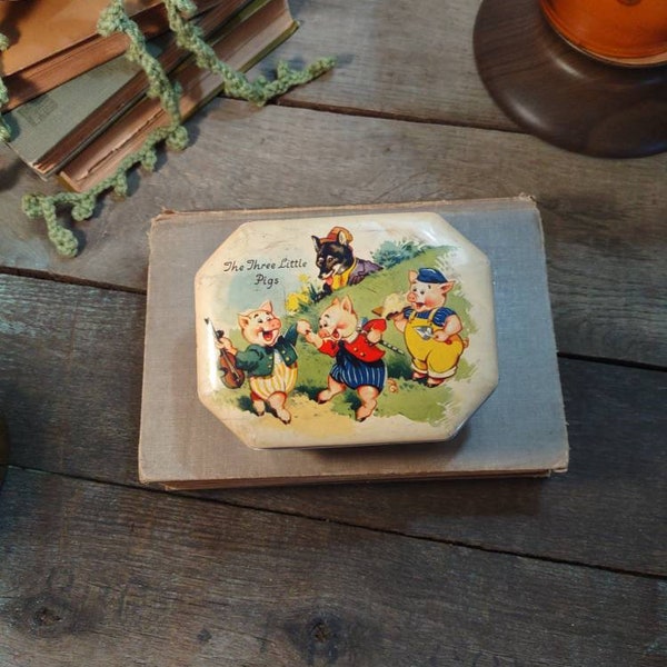 The Three Little Pigs Tin, Made by George W. Horner & Co. ltd, Made in England, Vintage, Octagon Shape