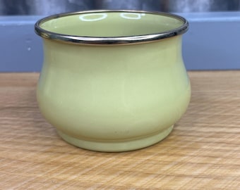 Vintage MacKenzie Childs Reveille Camp Enamel Cup "Wilderness" Solid Green 12 oz 3” tall