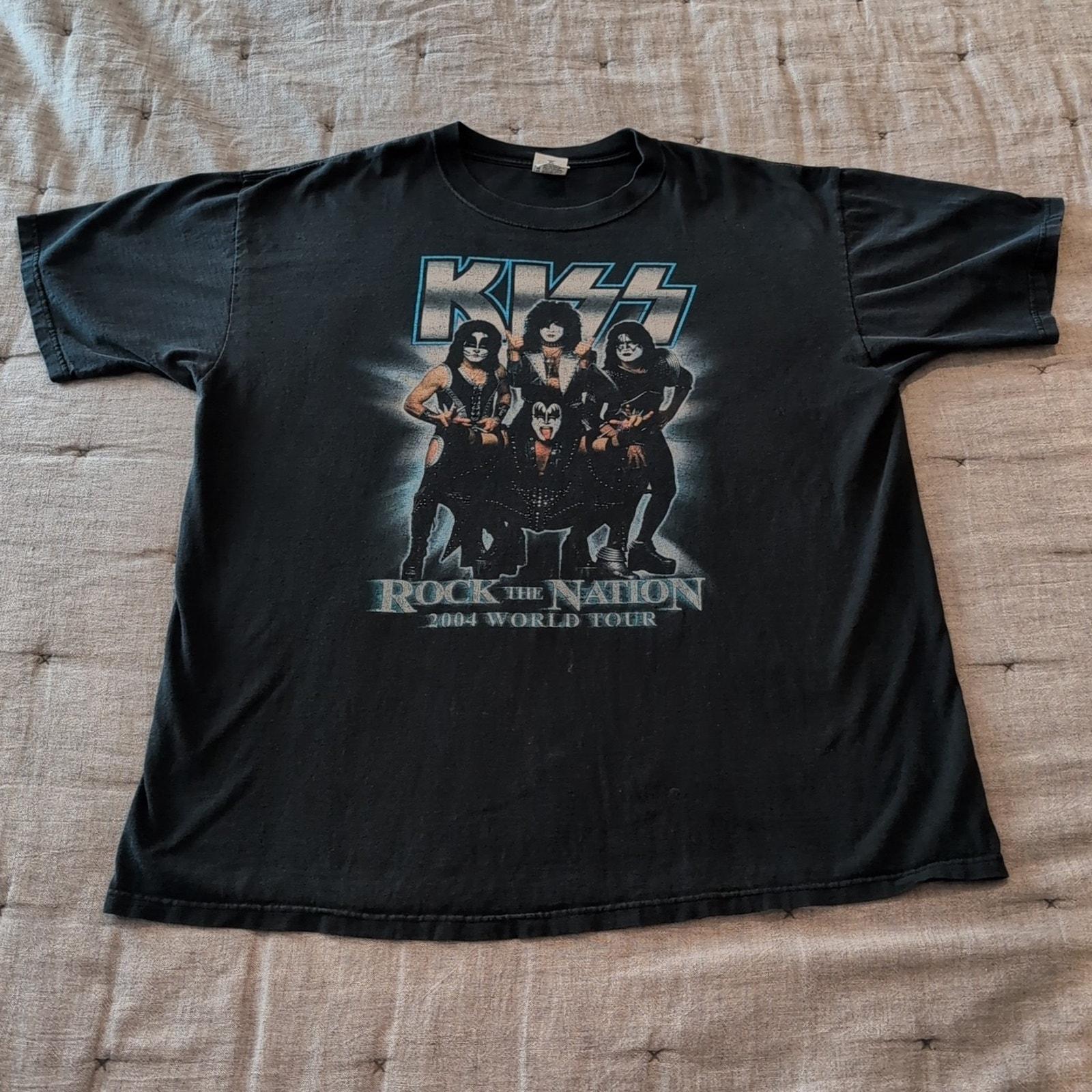 KISS ROCK THE NATION 2004 WORLD TOURTシャツ Vintage Kiss Rock the Nation 2004 World Tour Concert Tee Shirt
