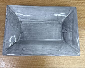 Vtg MacKenzie Childs Hopscotch Sidewalk Gray Ceramic Salad Plate 9.5x6.75"