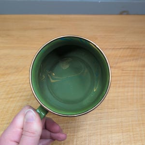 Vtg MacKenzie Childs Camp Green Marble Swirl Enamel Handled Mug 16 oz Retired immagine 6