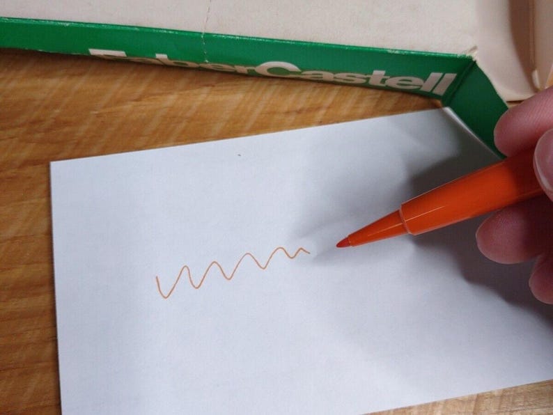 Rotulador Faber Castell Wonderiter naranja 12, plástico sólido, punta fina, vintage, años 80 y 90 imagen 7