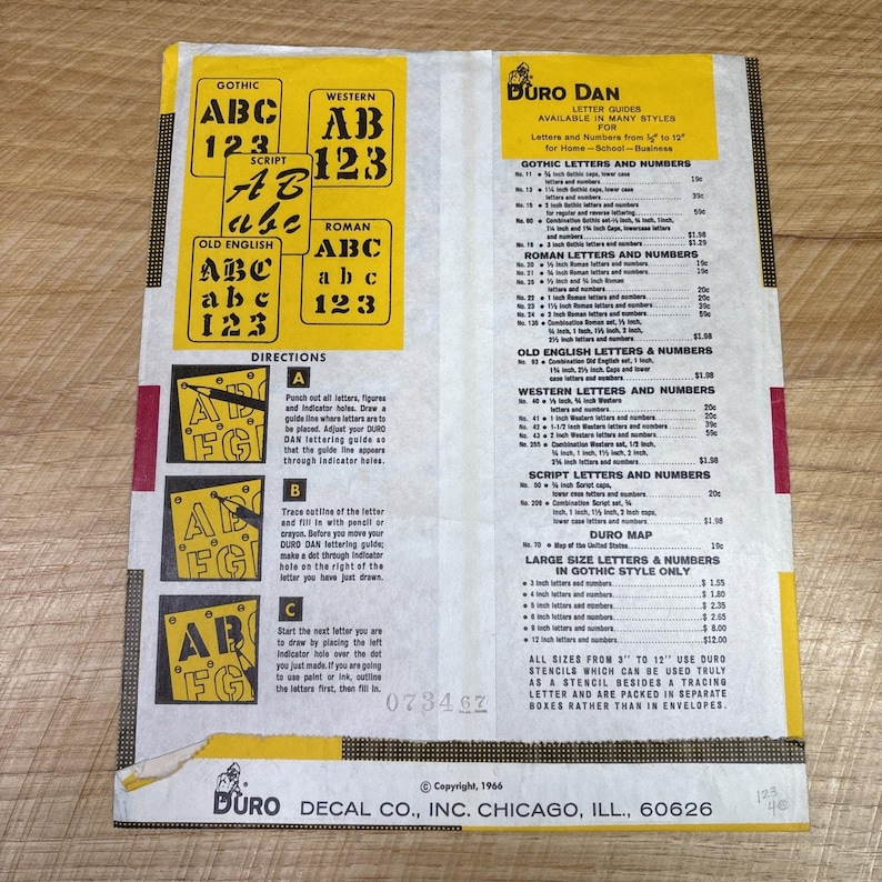 Duro Lettering VTG Duro Dan Lettering Guide Stencil Stenso #20 Roman 1/2” 1966 Decal ...