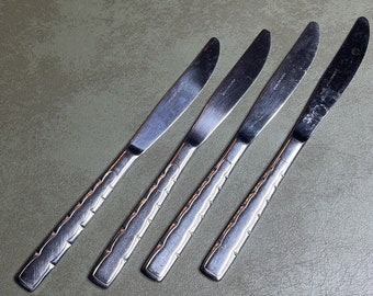 4 cuchillos de mesa sólidos de acero inoxidable Swagger de Reed & Barton, cubiertos y cubiertos