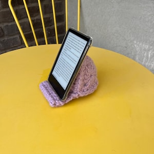 Suporte para leitor eletrônico de crochê: suporte para celular com viva-voz