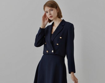 Navy Blue Long Skirt Women's Suit, Skirt Jacket Ladies Suit, Women's Suit, office suit, casual suit, opening suit, invitation suit