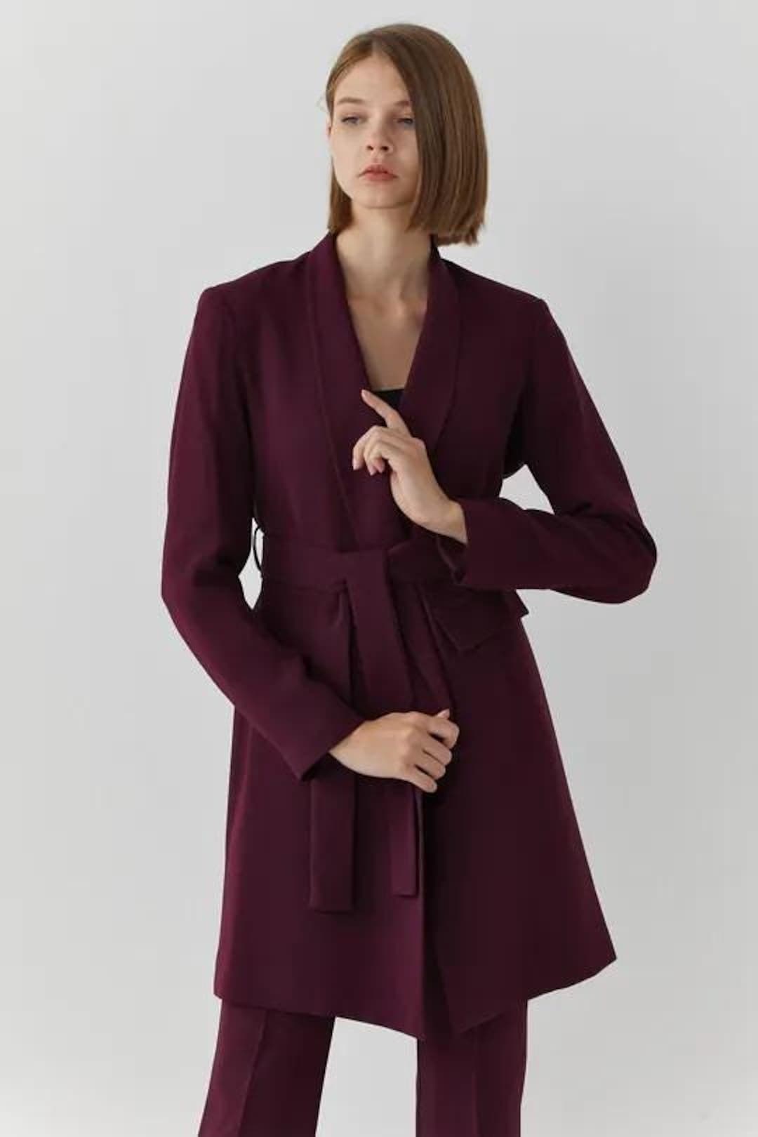 Shawl Collar Lace Insert Belted Cape Jumpsuit