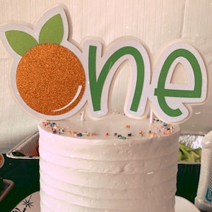 Little Cutie Cake Topper: Orange First Birthday Party Decoration
