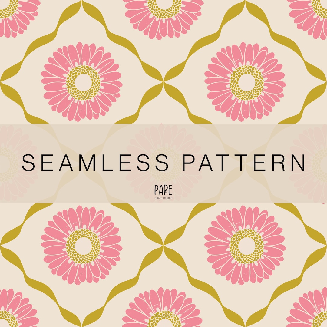 Retro Floral Seamless Pattern – Bold Daisy Vintage Design - Etsy