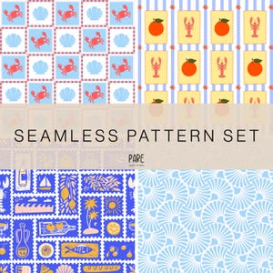 Mediterranean Summer Seamless Pattern Set – Coastal Digital Paper
