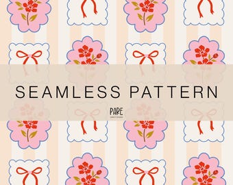 Romantic Cottagecore Seamless Floral Pattern, Vintage-Inspired Botanical Design Grandmillenial Flower Seamless Pattern, Cottagecore Seamles