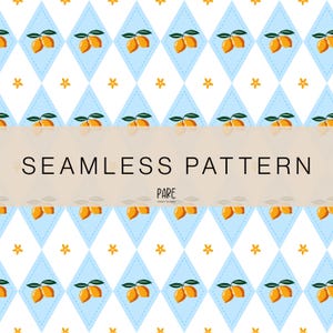 Blue Lemon Mediterranean Pattern: Amalfi Coast Digital Paper (JPEG Download