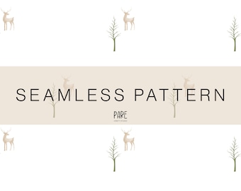 Minimal Reindeer Seamless Pattern | Nordic Winter Design | Scandinavian Digital Paper