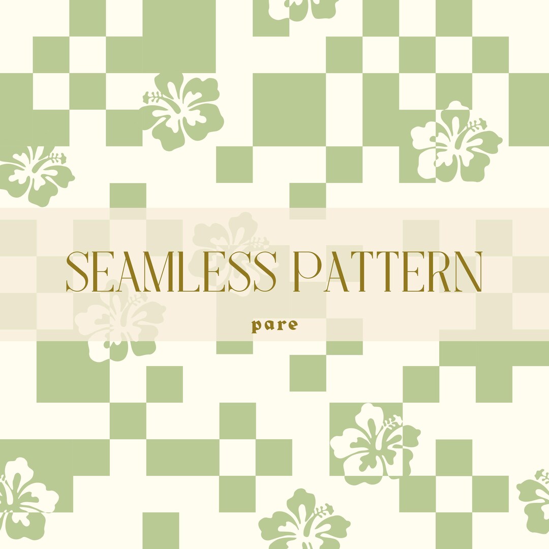 Green Hibiscus Checkerboard Seamless Pattern – 3500x3500 Px Tropical ...