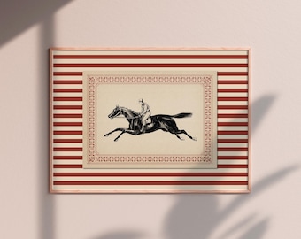 Equestrian Terracotta Print: Vintage Horse Rider Wall Art (Digital Download)