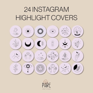 24 Celestial Instagram Highlight Covers: Mystic Boho Icons (Digital Download)