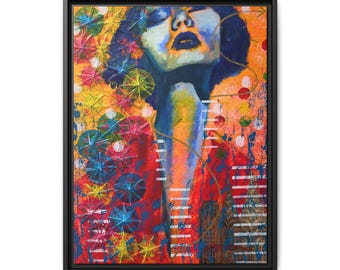 Abstraktes Frauenporträt, matter Leinwanddruck | Pop-Art-Wanddekoration (45,7 x 61 cm)