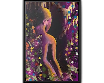 Figur in floraler Nacht, Leinwanddruck | 40,6 x 61 cm (Hochformat)