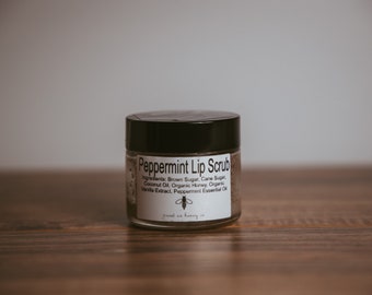 Exfoliante labial natural / Exfoliante de azúcar con aceite de coco y menta / Cuidado labial artesanal / Esmalte labial de menta dulce / Exfoliante vegano