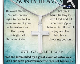 Son Memorial Engravable Cross Necklace...For Mom...Snake Chain