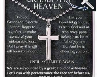 Grandfather Memorial Engravable Cross Necklace...For Grandson