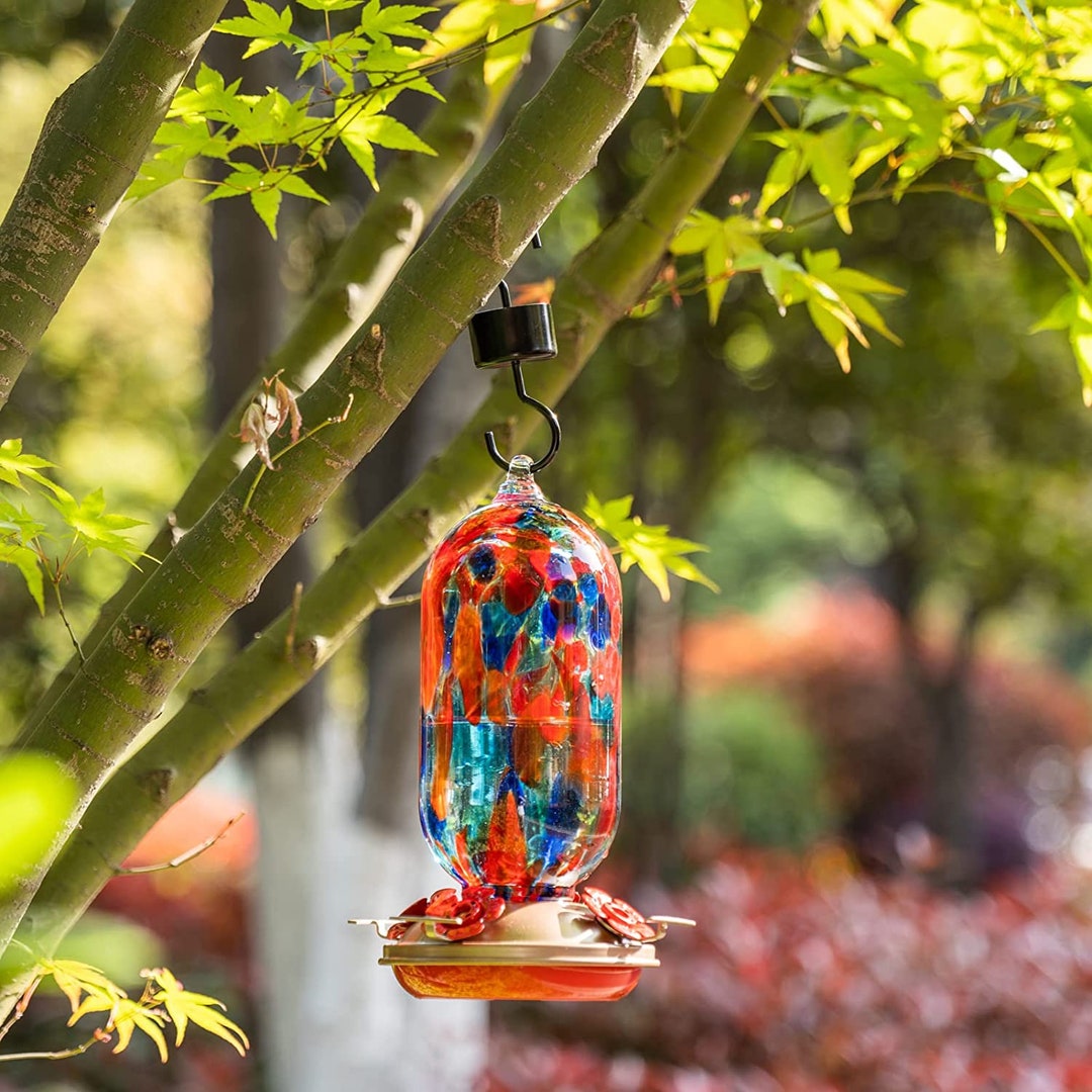 28 Ounce Garden Hummingbird Feeder Hand Blown Glass Etsy
