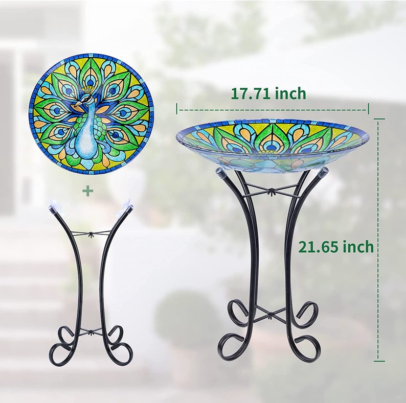 Bird Baths for Outdoor, Glass Bird Baths Outside Garden Birdfeeder With