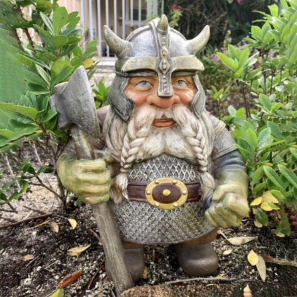 Viking Victor Norse Dwarf Garden Gnome Statue,  Yard Gnome