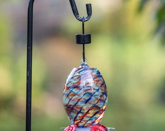 Hand blown glass hummingbird feeder, 27 ounce