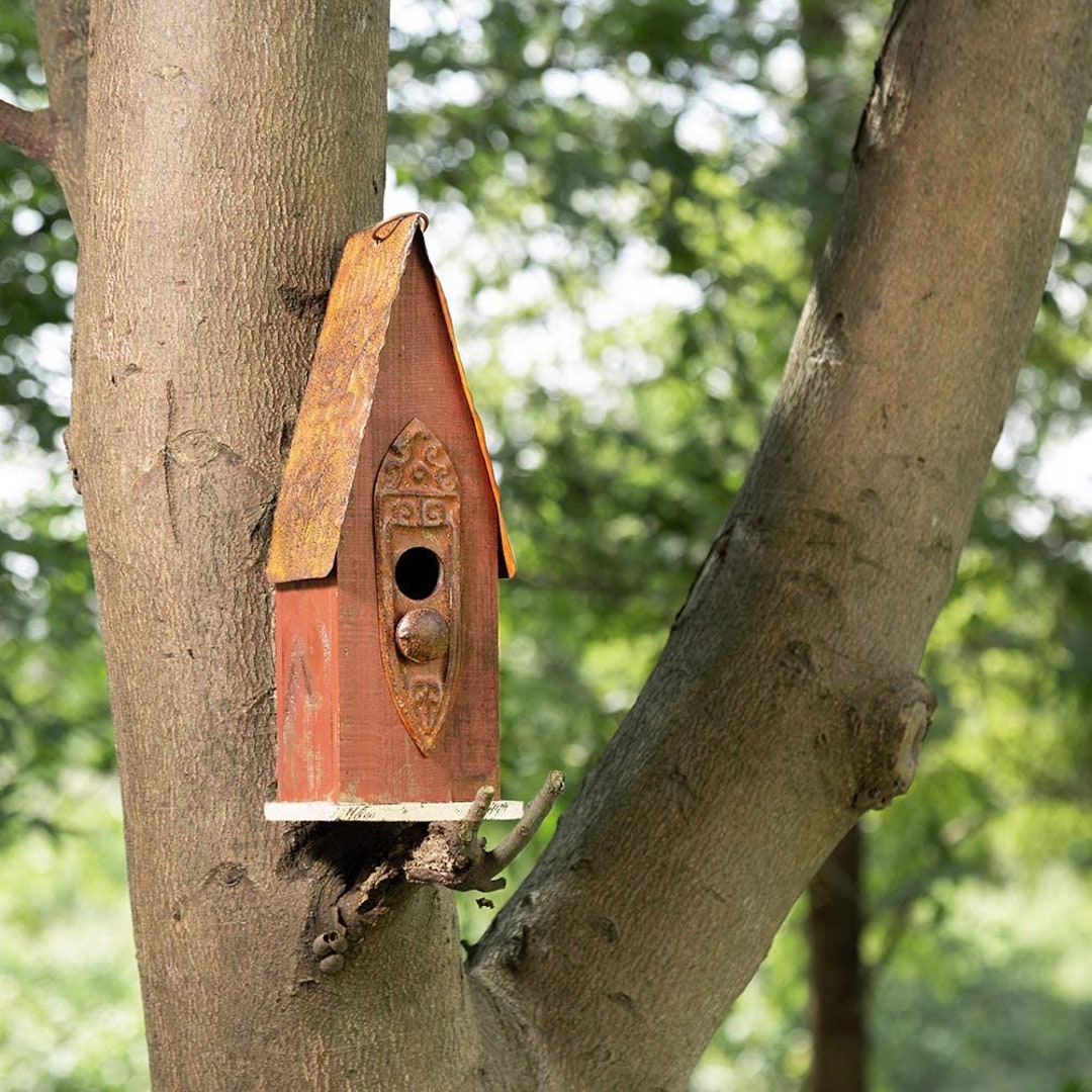 Hand Painted Rustic Birdhouse, Hanging Birdhouse, Birdhouse Feeder