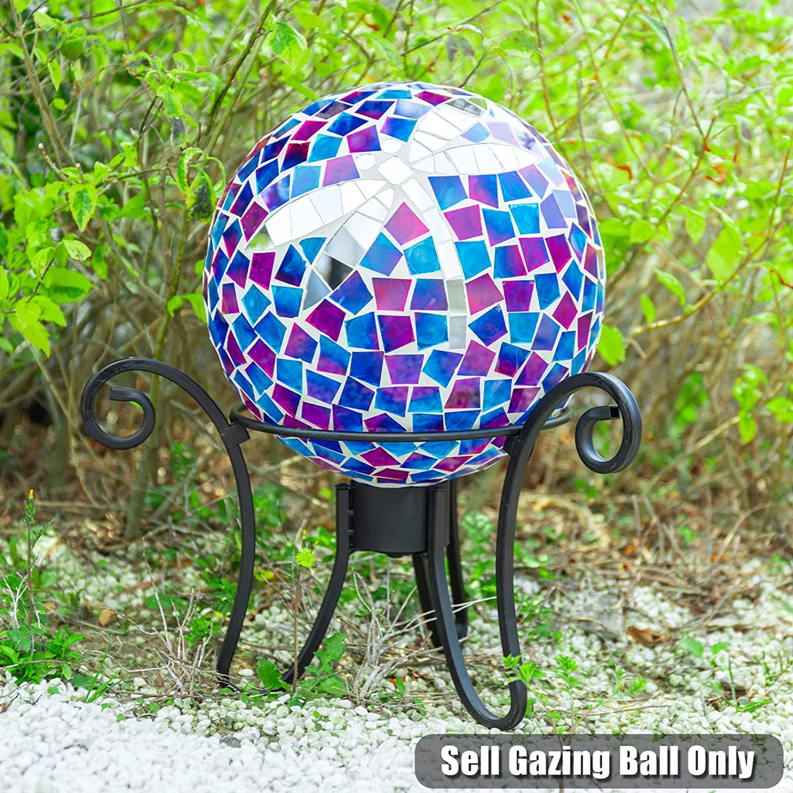 Gazing Ball, Garden Glass Globe, Mosaic Glass Sphere, 10 Inch