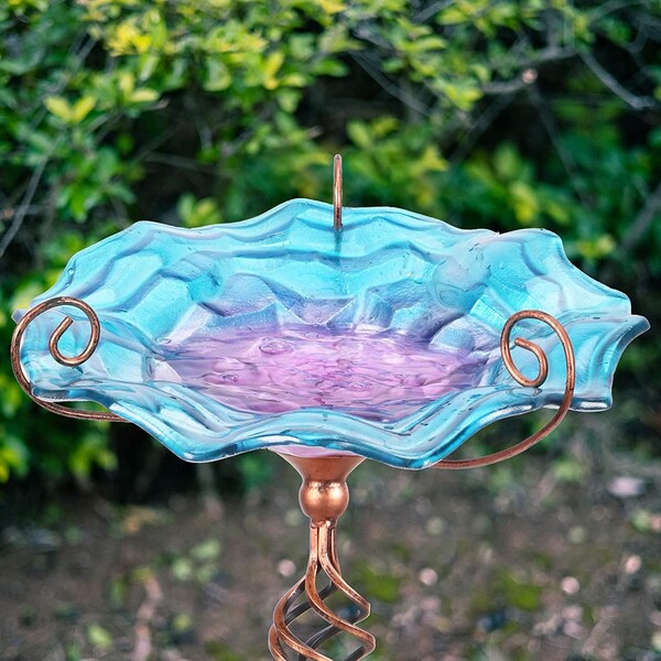 Glass Bird Bath Etsy