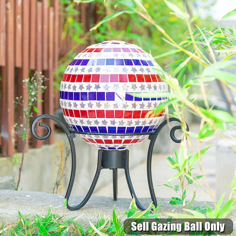 Gazing Ball, Glass Garden Globe, Mosaic Garden Lawn Ornament, 10 Inch