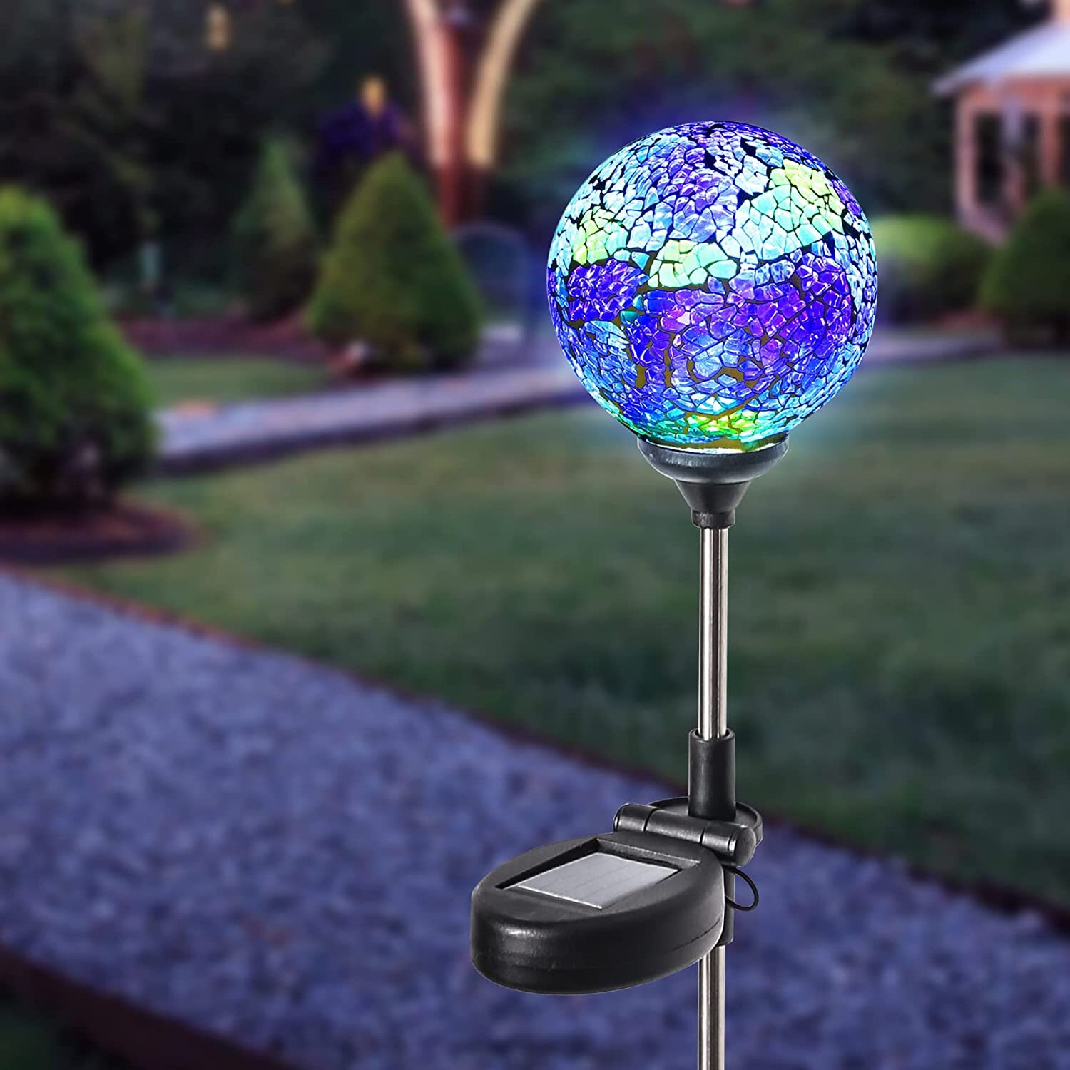 Outdoor Mosaic Solar Light Stake Decor for Garden Waterproof ,color ...