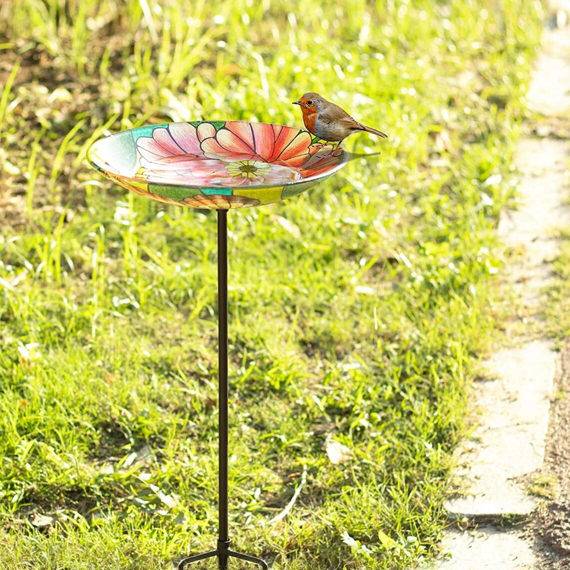 Glass Bird Baths Garden Bird Bath Butterfly Design Etsy