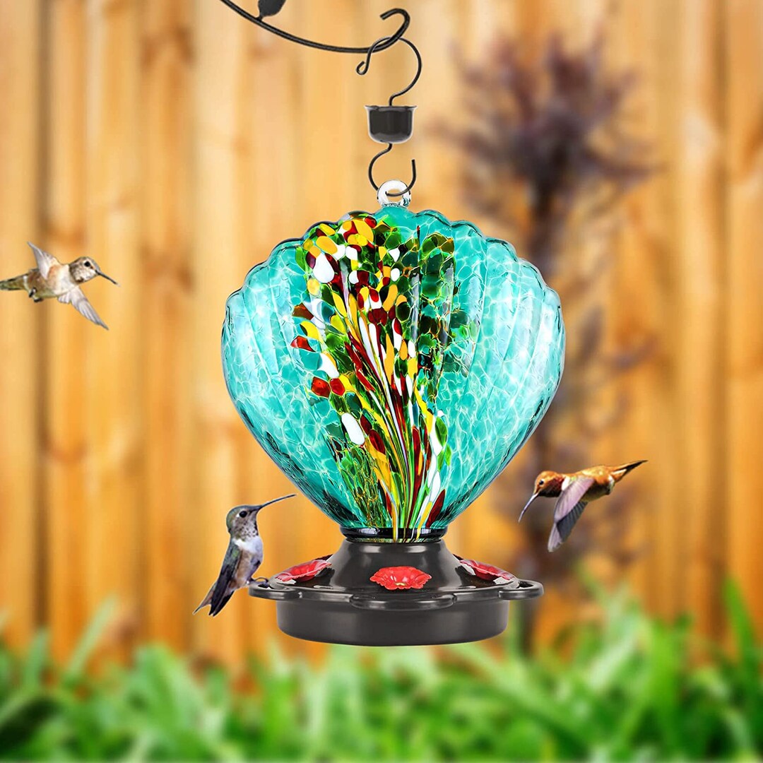 Hand Blown Glass Bird Feeder, Sea Shell Bird Feeder Etsy
