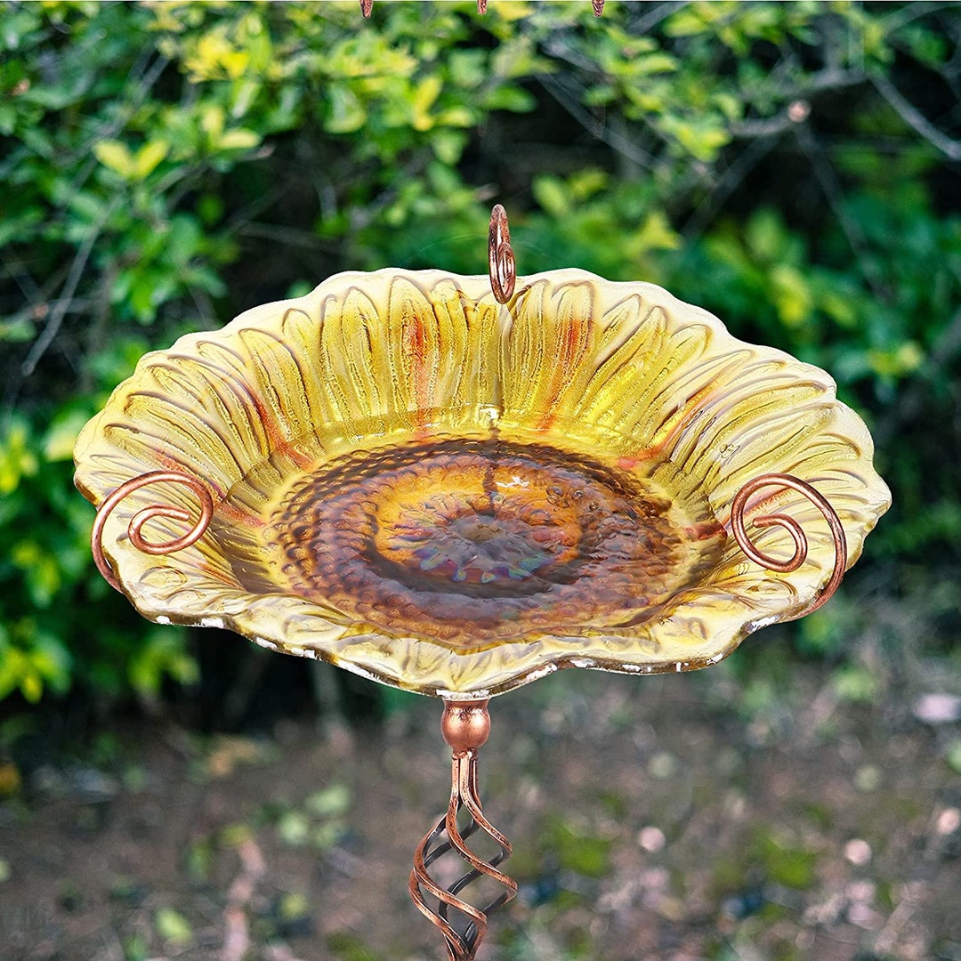 Beautiful Sunflower Bird Bath, Garden Bird Bath, Summer Garden Decor Etsy