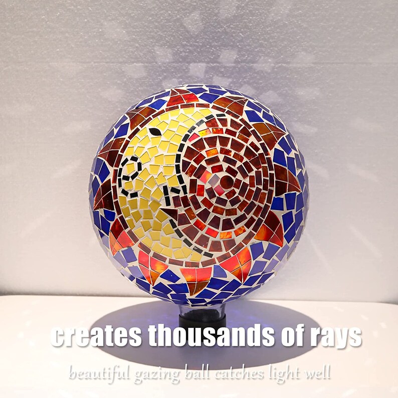 Glass Gazing Ball, Garden Globe Gazing Ball, Mosaic Glass Sphere for