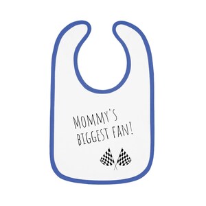 Śliniaczek dla niemowląt, zainspirowany motoryzacją śliniaczek wyścigowy dla niemowląt Mommy's Biggest Fan, uroczy prezent dla dziecka, śliniaczek dla noworodka, prezent na baby shower